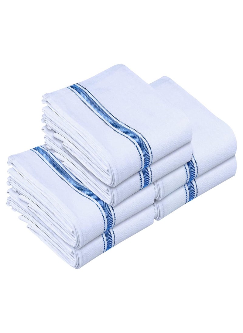 MahMir MahMir® Towels Dish Towel, 16x27 Inches ( 40x70 cm ) 100% Ring Spun Cotton Super Absorbent Linen Kitchen Towels, Soft Reusable Cleaning Bar and Tea Towels Set (6 Pack, Blue)  - Image 1