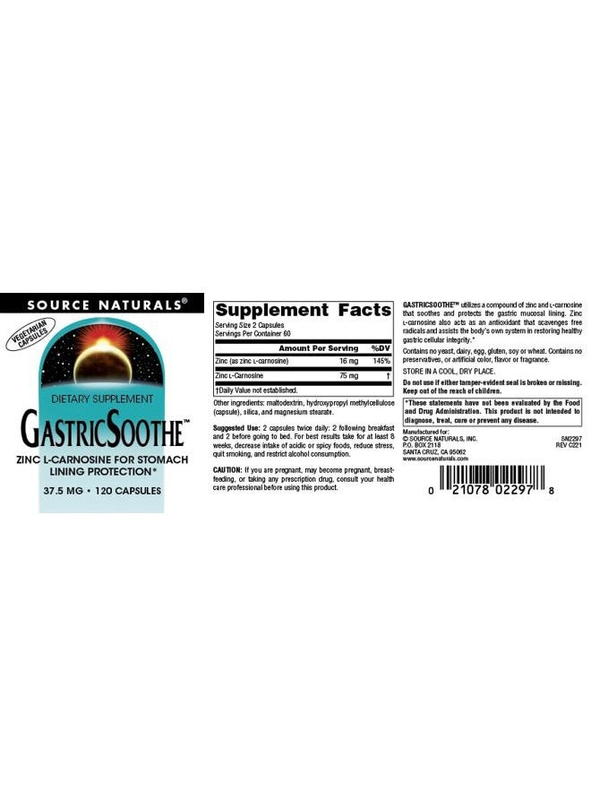 Source Naturals GastricSoothe Zinc L-Carnosine* - 120 Veggie Caps - Image 4