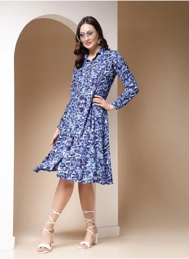 Freehand Women Regular Fit Casual Abstract Print Shirt Dress