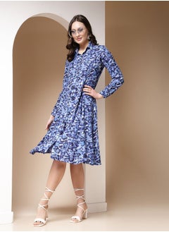 Women Regular Fit Casual Abstract Print Shirt Dress