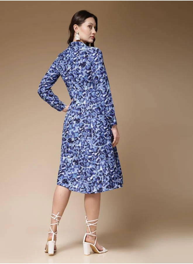 Freehand Women Regular Fit Casual Abstract Print Shirt Dress
