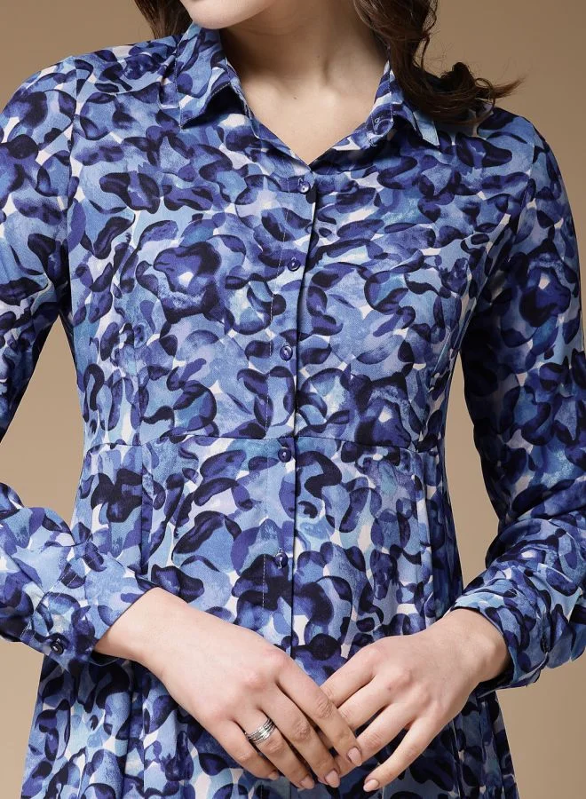 Freehand Women Regular Fit Casual Abstract Print Shirt Dress