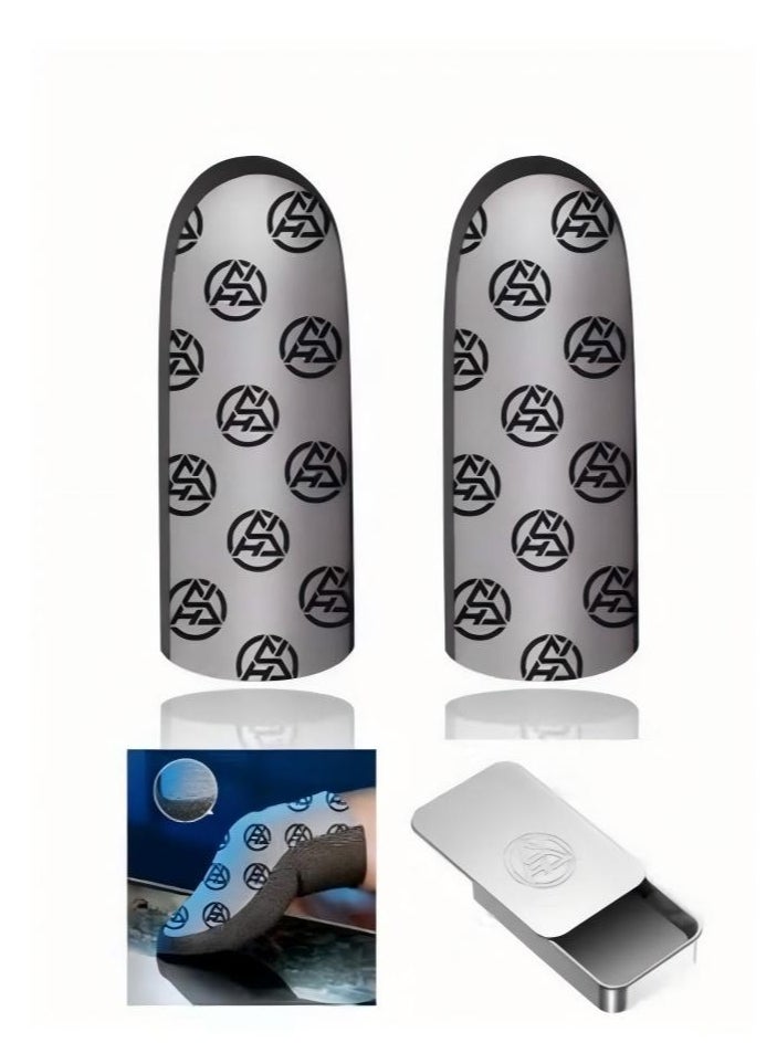 FlyDigi - 2-Pack of Silver Cloth Mobile Game Finger Cots Extremely Thinmaterial Zero Contact Breathable Extremely Sensitive With Storage Box - Image 1