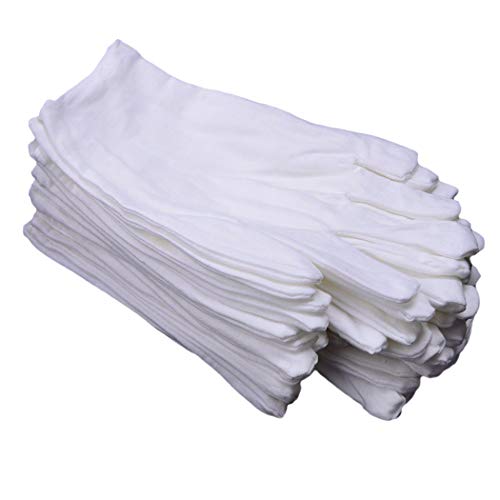 CTKcom White Soft Cotton Gloves,Large Size for Work/Lining Glove,Coin Jewelry Silver Inspection Gloves(6 Pairs) - Image 1