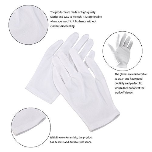 CTKcom White Soft Cotton Gloves,Large Size for Work/Lining Glove,Coin Jewelry Silver Inspection Gloves(6 Pairs) - Image 4