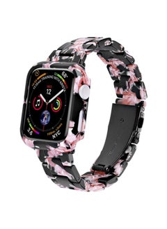 HuHa Protective Cover For Apple Watch Series 6/5/4/SE 44mm Printed Resin PC Watch Band Case Kit(Pink Green) 