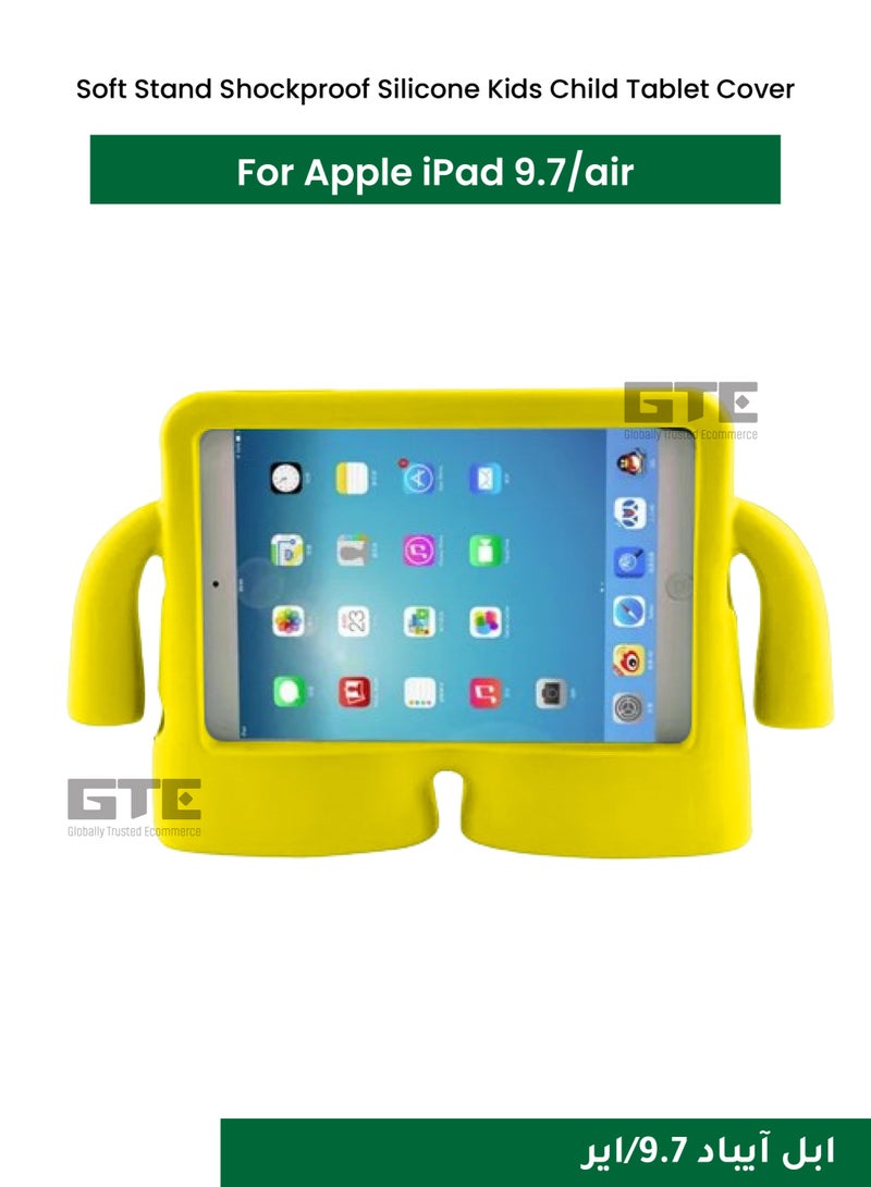 Soft Stand Shockproof Silicone Kids Child Tablet Cover for Apple iPad 9.7/air 2-Yellow