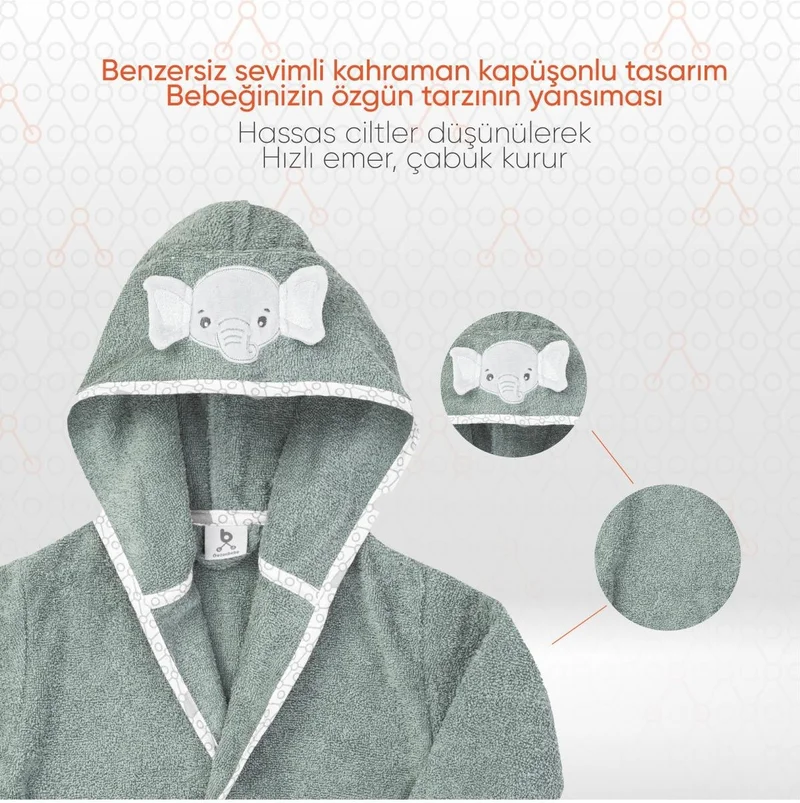 Gezenbebe Hero Hero Hooded Towel Baby Kids Bathrobe Elephant