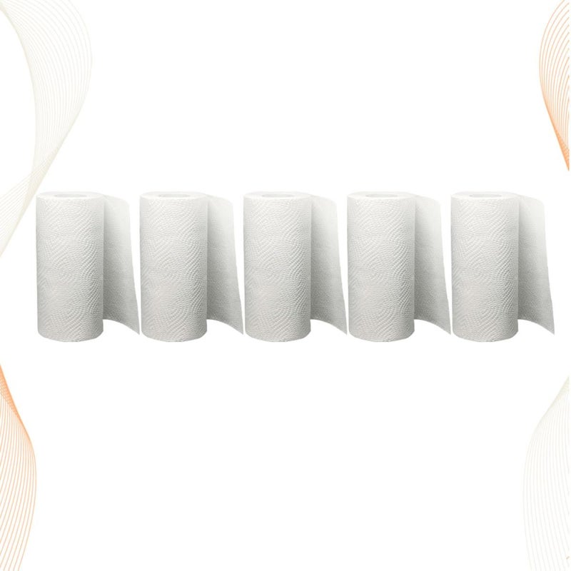 5 Rolls White Kitchen Paper Towels Oil And Water Absorbent Household Tissue For Everyday Kitchen Use - Image 4