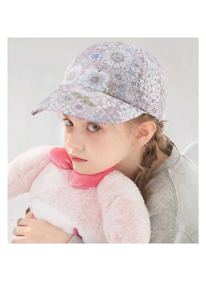 Peecabe Plain Toddler Baseball Hat Unisex Cotton Kids Trucker Hat Adjustable Baby Boys Sun Caps Girls Baseball Cap 1-5Y (52cm(3-6Y), Mix Flower) - Image 2