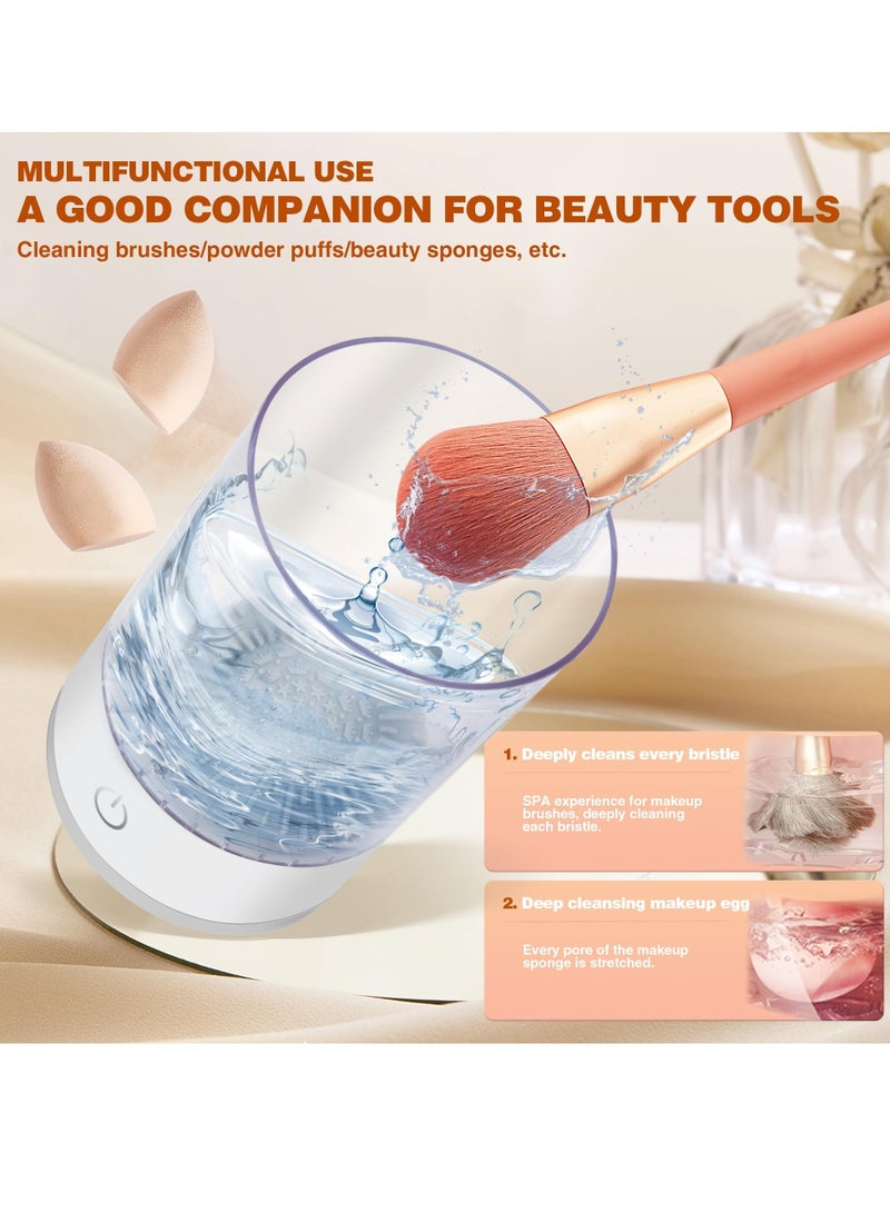 NIBEMINENT Makeup cleaner, electric makeup brush cleaner, makeup brush set cleaner, makeup brush cleaning machine, makeup brush cleaner, automatic rotating cosmetic brush cleaning tool, makeup brush storage box with brush cleaning pad suitable for female girls makeup enthusiasts - Image 3