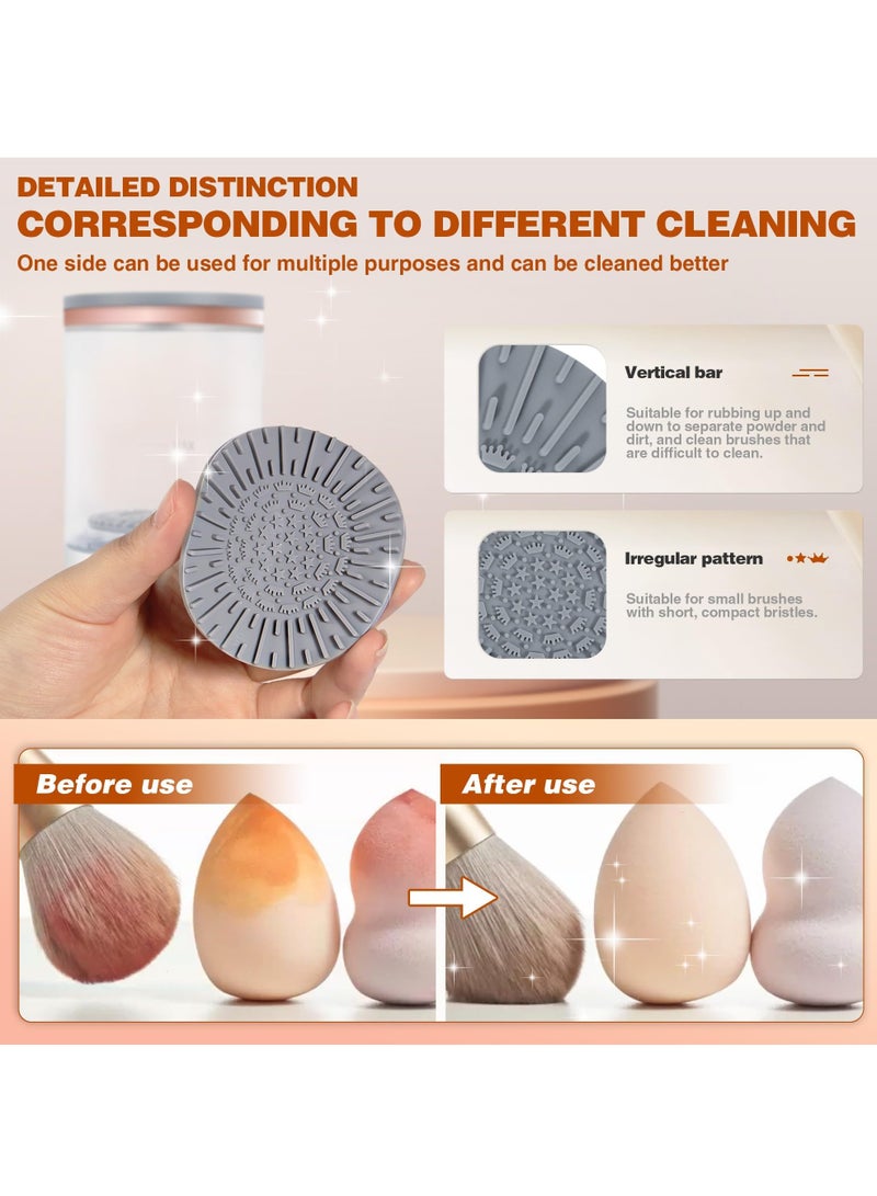 NIBEMINENT Makeup cleaner, electric makeup brush cleaner, makeup brush set cleaner, makeup brush cleaning machine, makeup brush cleaner, automatic rotating cosmetic brush cleaning tool, makeup brush storage box with brush cleaning pad suitable for female girls makeup enthusiasts - Image 4