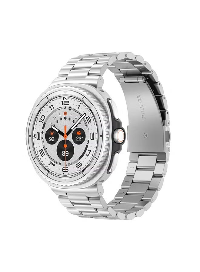 GENNEXT Metal Band For Samsung Galaxy Watch 8 Band 40mm 44mm/Galaxy Watch 8 Classic 46mm, No Gap Stainless Steel Strap for Men Women- silver - Image 1