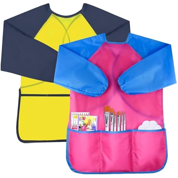 Mumoo Bear Aprons, Cartoon Style Boys Girls Apron for Cooking Baking Art Painting Gardening - Image 1