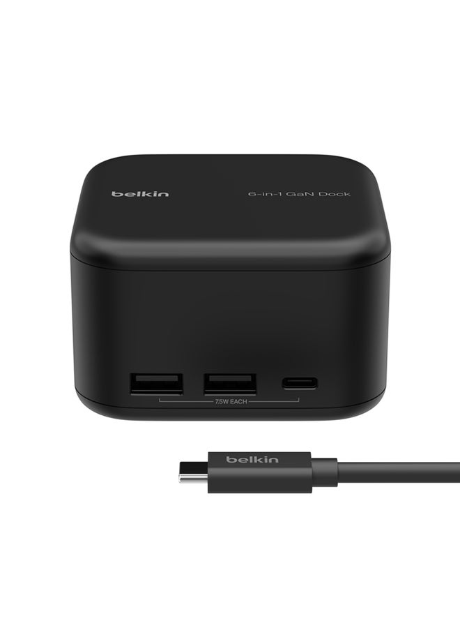 belkin 130 mAh Connect USB-C 6-in-1 Core GaN Dock 130W Black - Image 1