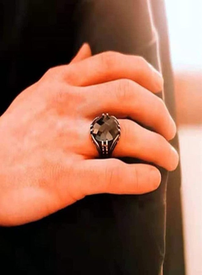 Cutesmile Vintage Silver Ring Black CZ Crystal Ring (9) - Image 3