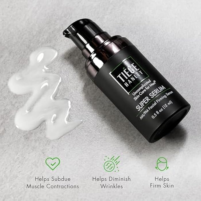 Tiege Hanley Anti Aging Face Serum for Men, Super Serum with Peptides, Retinyl Palmitate, and Sodium Hyaluronate to Firm Skin and Reduce Fine Lines, Men’s Skin Care, 0.5 Fl Oz - Image 4