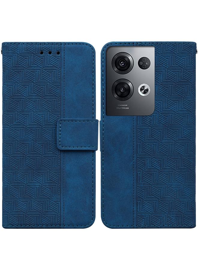 اس-توب جراب هاتف OPPO Reno8 Pro+ من الجلد القابل للطي بتصميم هندسي منقوش - Image 1