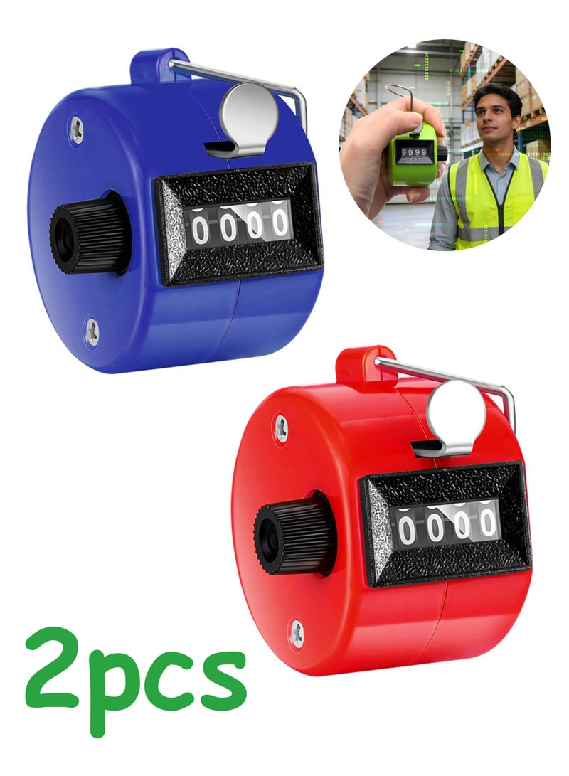 2 Pack Handheld 4 Digit Mechanical Tally Counter Clicker, Portable Number Counter for Sports, Coaching, School Events & Attendance Counting - Image 1