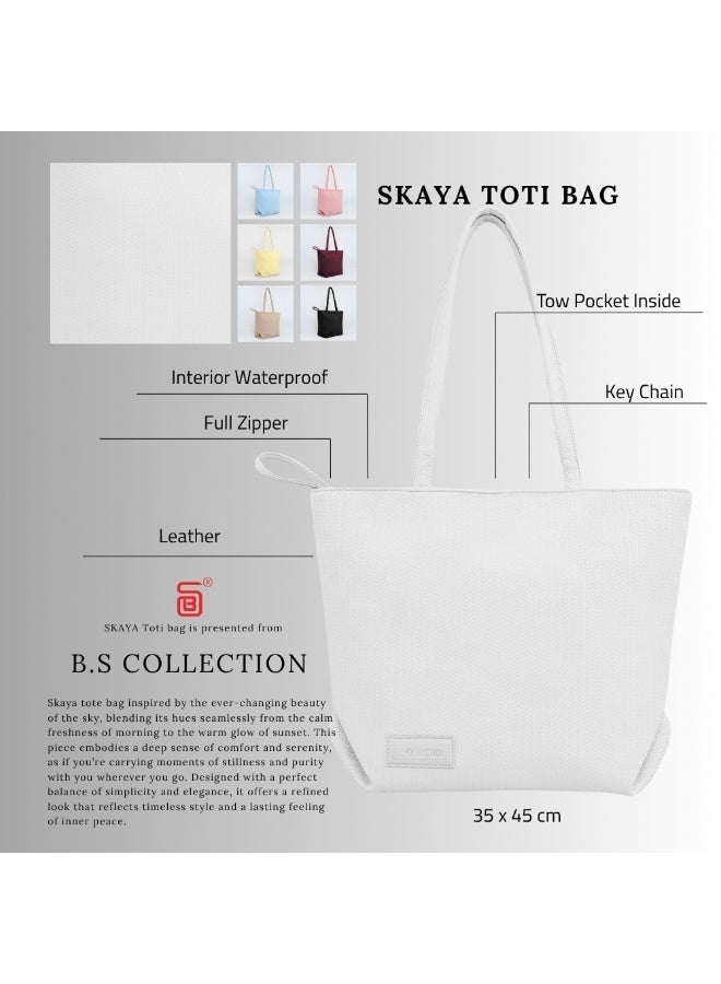 B.S COLLECTION Women's tote bag, practical and comfortable design - White - Image 3
