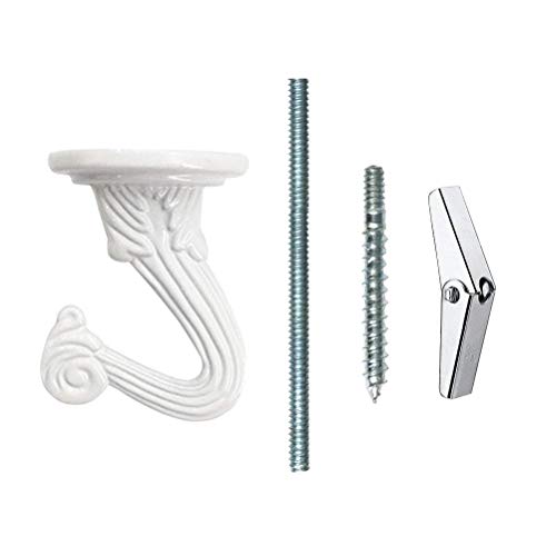 Odowalker 6 Sets Ceiling Hooks White Heavy Duty Swag Hooks with Steel Screws Bolts and Toggle Wings for Hanging Plants Ceiling Installation Cavity Wall Fixing - Image 3
