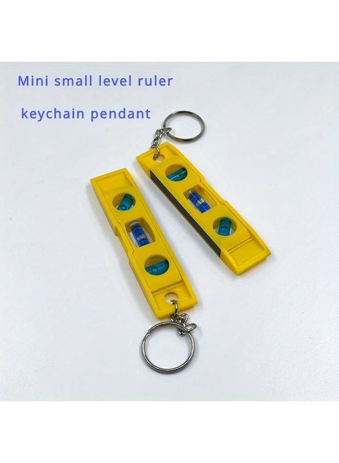 Yellow Mini Level Ruler Keychain Portable ABS Water Bubble Tool Precision Alignment - Image 3