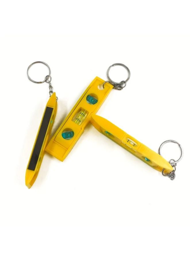 Yellow Mini Level Ruler Keychain Portable ABS Water Bubble Tool Precision Alignment - Image 2