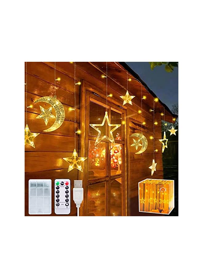 The Bros Ramadan Decorations for Home, 138 LED Ramadan Lights, Moon Star Ramadan Lights Hanging for Home Decoration Warm White  - Image 2