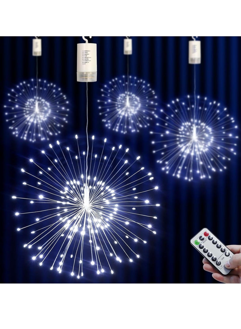 Lights,120 LED Copper Wire Starburst String Light Battery Operated, 8 Modes sparkling Lights with Remote, Wedding Decorative Hanging for Party Patio (White) - Image 1