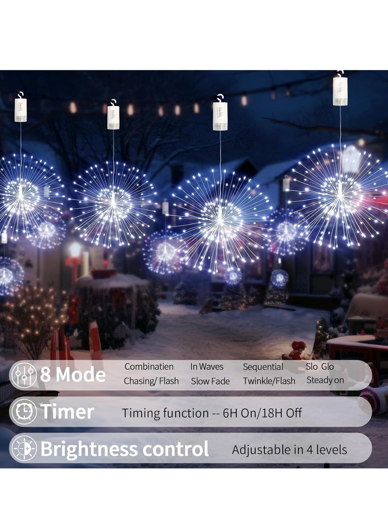 Lights,120 LED Copper Wire Starburst String Light Battery Operated, 8 Modes sparkling Lights with Remote, Wedding Decorative Hanging for Party Patio (White) - Image 2