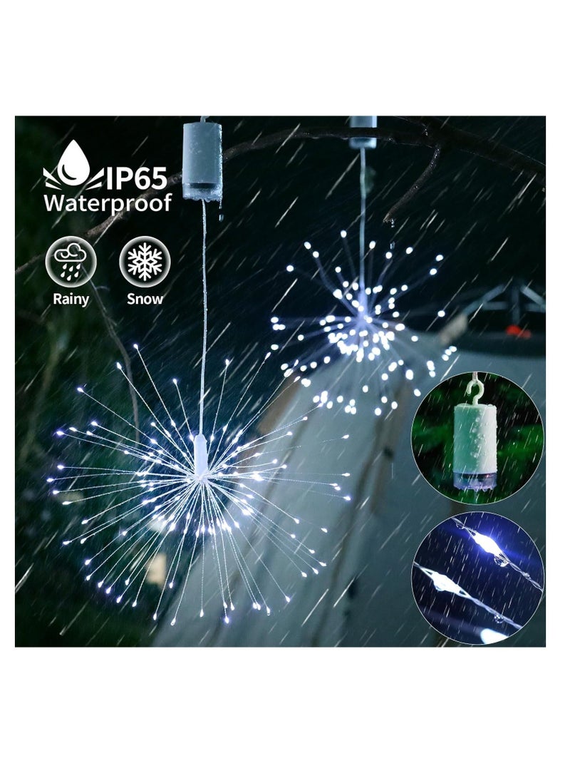 Lights,120 LED Copper Wire Starburst String Light Battery Operated, 8 Modes sparkling Lights with Remote, Wedding Decorative Hanging for Party Patio (White) - Image 4
