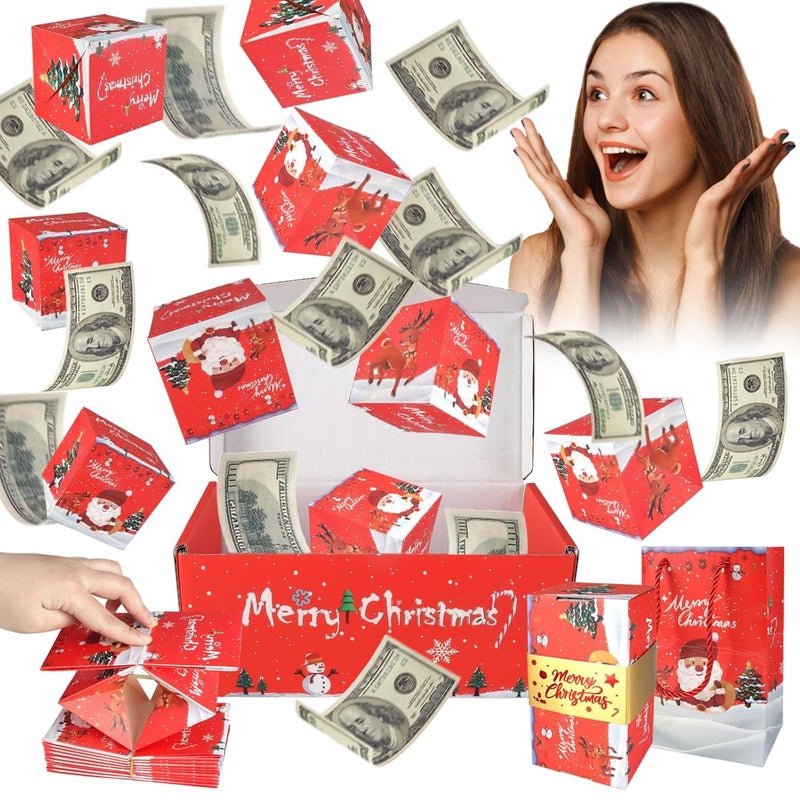 OTXKXBLP Surprise Gift Box Explosion for Money Unique Folding Bouncing Money Box for Cash Gift PopUp Explosion Gift Box Merry Christmas Surprise Gift Boxes Exploding Surprise Gift BoxRed - Image 2