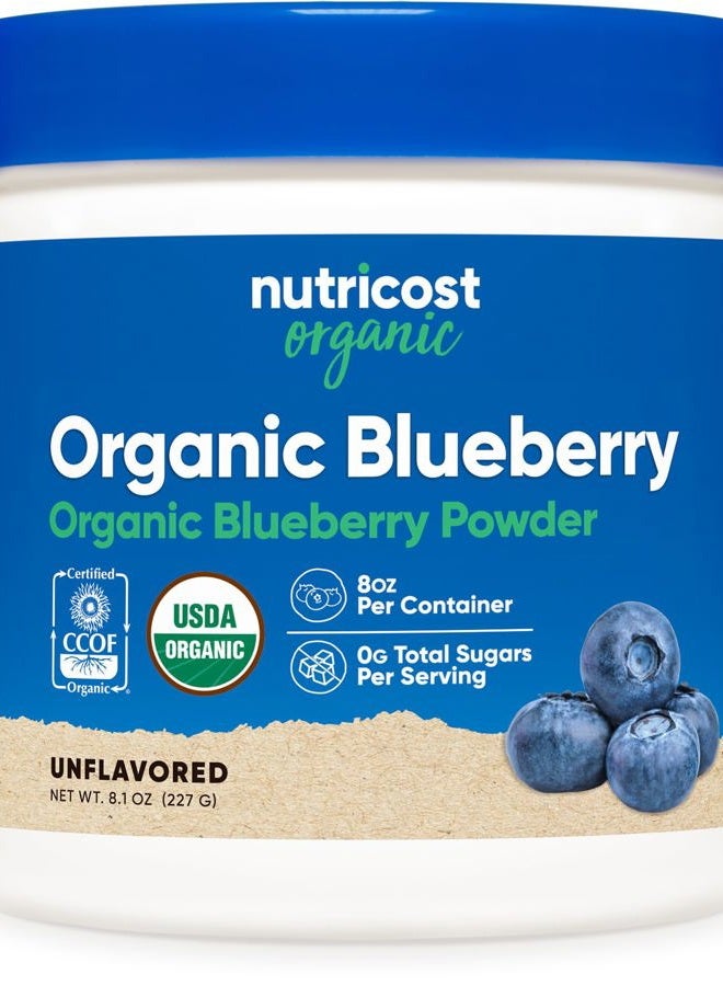 Nutricost Organic Blueberry Powder 8oz (227 Grams) - Pure, Gluten Free, Non-GMO, from Whole Freeze-Dried Organic Blueberries - Image 1