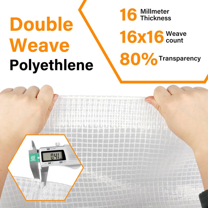 Ansgery 16 Mil Greenhouse Cover,Clear Plastic Tarps Heavy Duty Waterproof 16x20FT,UV Resistant Poly Clear Tarps with Grommets, Greenhouse Heavy Duty Tarp for Gardening,Farming,Nursery,Garden - Image 3