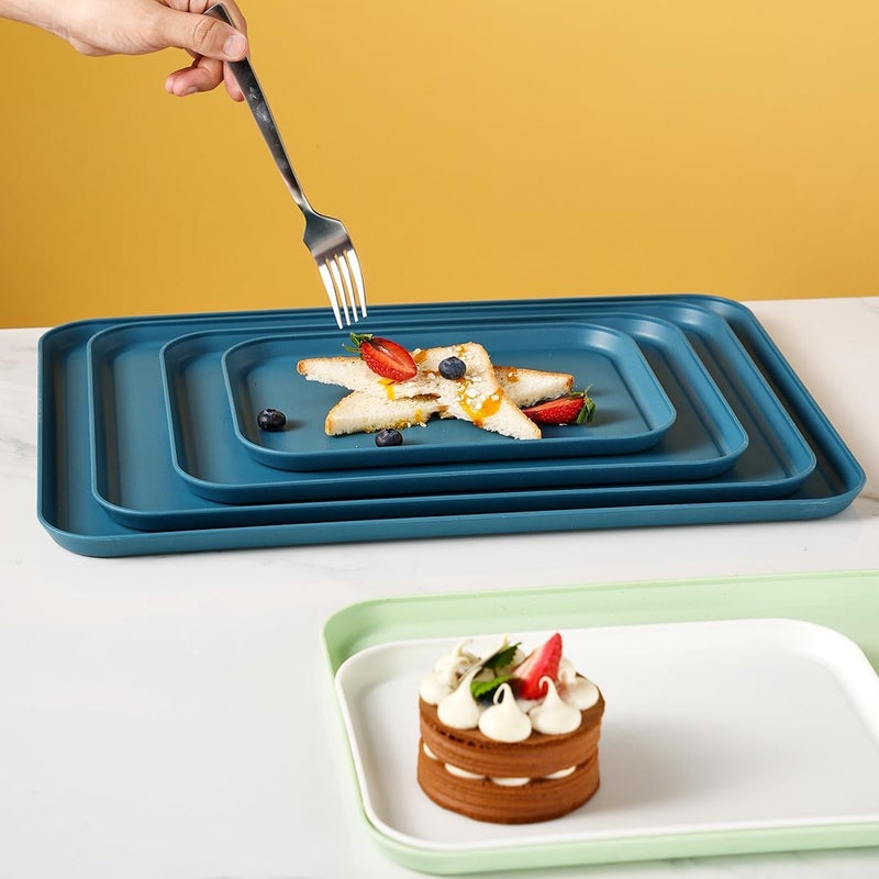 Takositio Sandwich Trays & Meal Prep Serving Trays for Parties, Events Wheat Straw Fast Food Tray, Rectangular Restaurant Serving Tray, Service Trays for Drinks, Food (31CM, Blue, Pack of 2) - Image 5