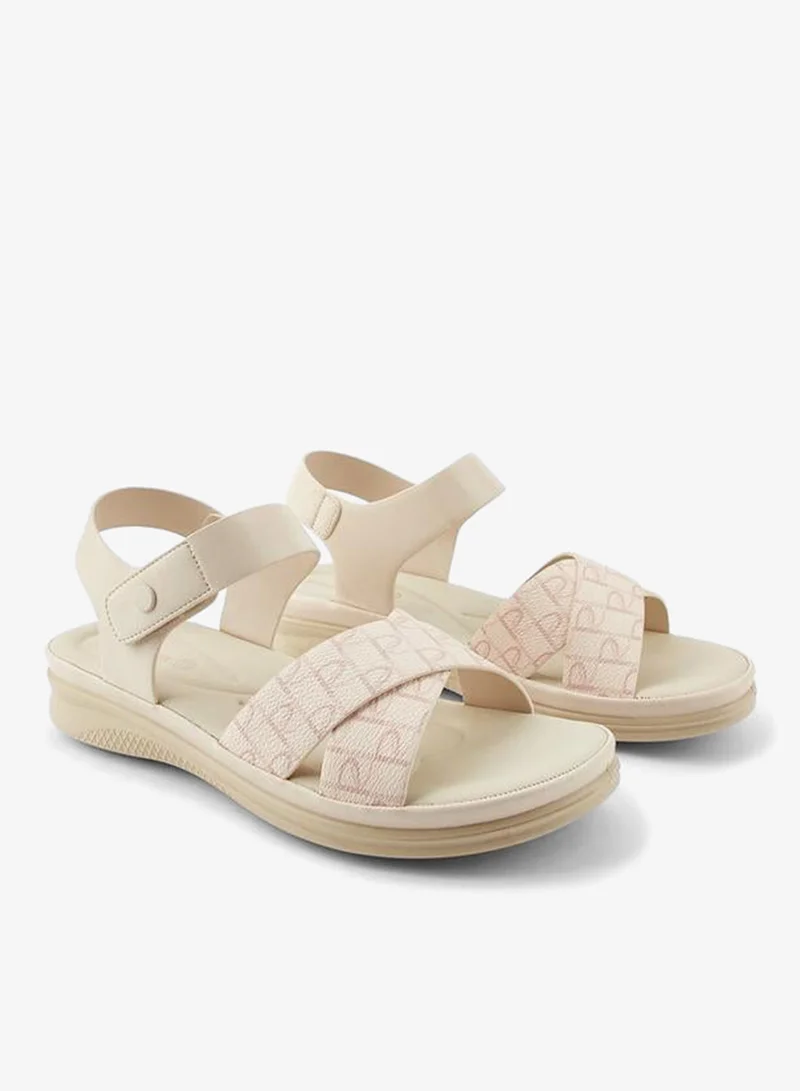 بابريكا صنادل نسائية بطبعات وشريط لاصق