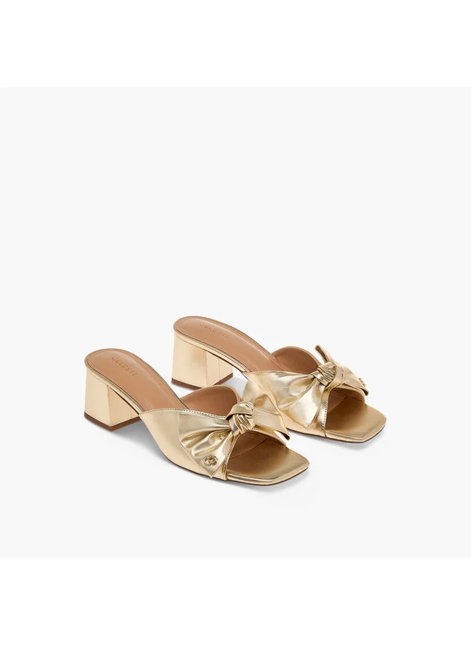 Celeste Women's Bow Detail Slip-On Sandals with Block Heels - J06005-007