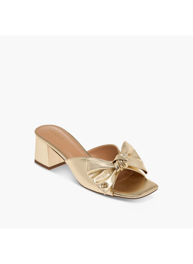 Celeste Women's Bow Detail Slip-On Sandals with Block Heels - J06005-007