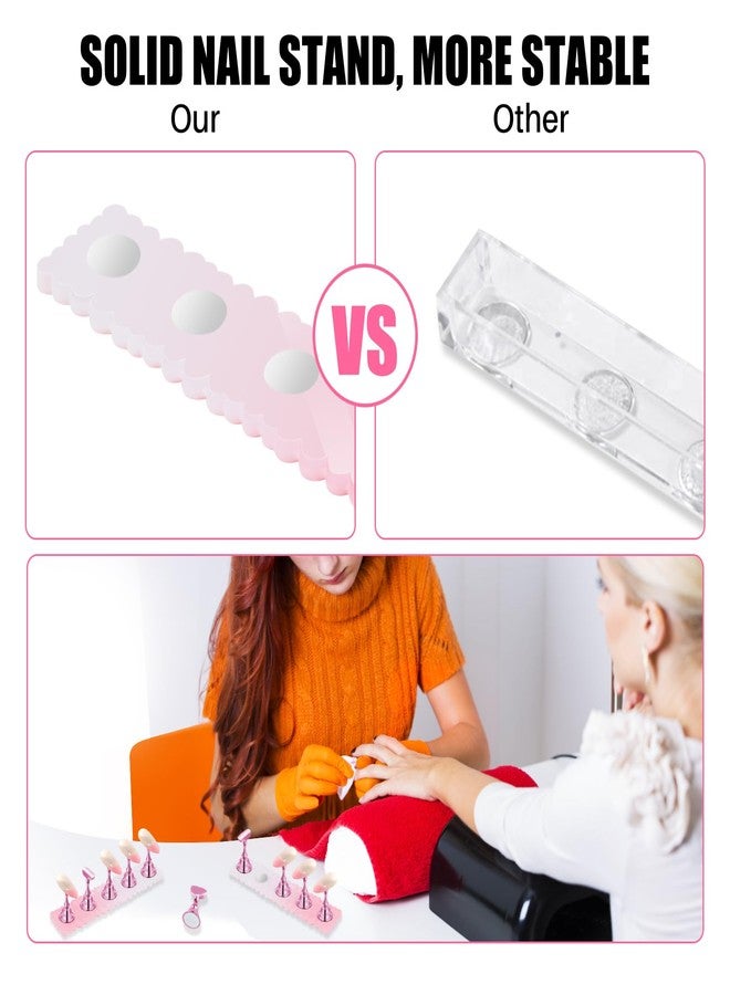 LADYING 2 Sets Nail Painting Practice Stand Acrylic Fake Nail Art Holder For Press Ons Magnetic Nail Display Design Tools Kit Accessories For Home DIY Beginner Salon Supplies（Gradient Pink） - Image 4