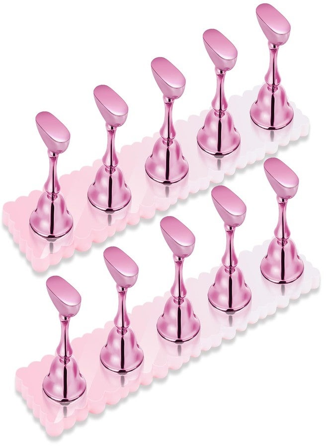 LADYING 2 Sets Nail Painting Practice Stand Acrylic Fake Nail Art Holder For Press Ons Magnetic Nail Display Design Tools Kit Accessories For Home DIY Beginner Salon Supplies（Gradient Pink） - Image 1