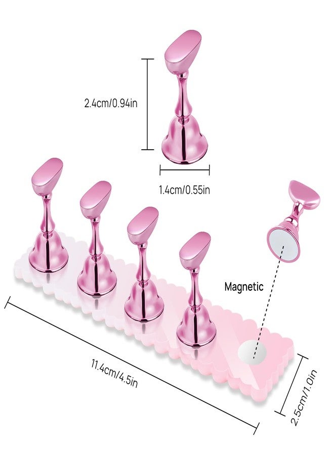 LADYING 2 Sets Nail Painting Practice Stand Acrylic Fake Nail Art Holder For Press Ons Magnetic Nail Display Design Tools Kit Accessories For Home DIY Beginner Salon Supplies（Gradient Pink） - Image 2