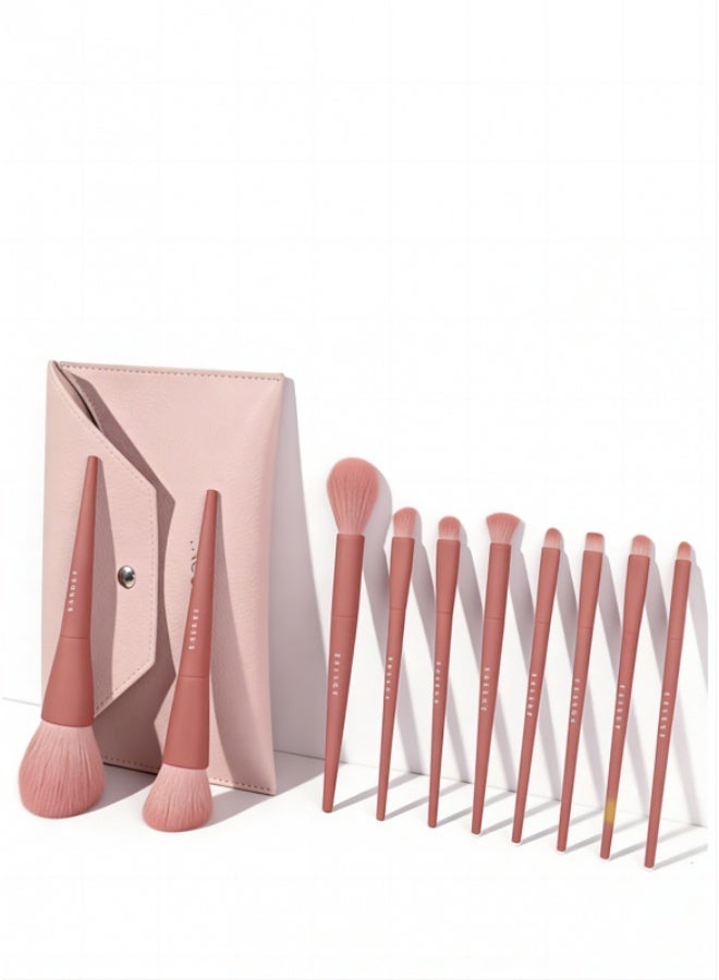 Energy 10 Piece Professional Makeup Brush Set with PU Leather Storage Bag Soft Wool Makeup Brushes for Foundation Powder Eyeshadow and Concealer - Image 1