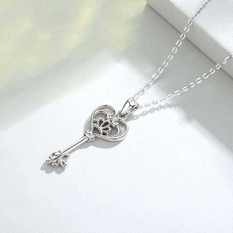 EUDORA Sterling Silver Necklace V&A Bless Key of Happiness Pendant 18 inch, Gift to Friends Women - Image 3
