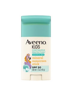 Aveeno Aveeno Kids Continuous Protection Zinc Oxide Mineral Sunscreen Stick for Sensitive Skin, Face & Body Sunscreen Stick for Kids with Broad Spectrum SPF 50, Sweat- & Water-Resistant, 1.5 oz  - Image 1