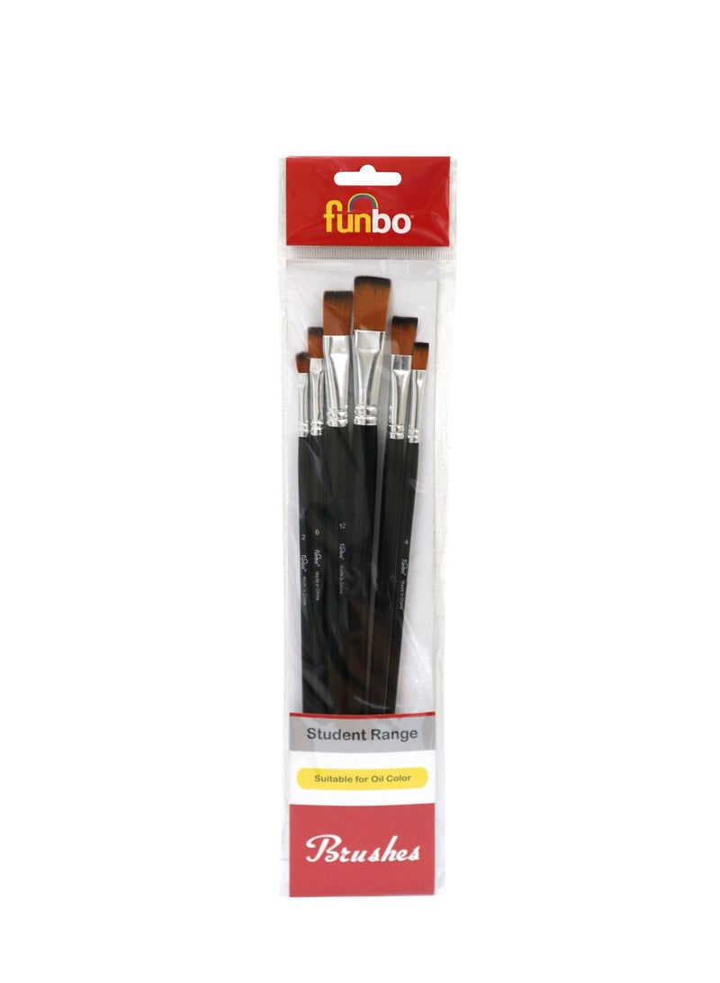 Funbo 6-Piece Oil Painting Flat Brush Set