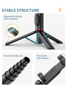 TYCOM Tycom Selfie Stick For Phone Size 4.5-6.2Inch, Extendable to 85cm Selfie Stick Tripod with Bluetooth Wireless Remote Phone Holder (Q12s Black)  - Image 3
