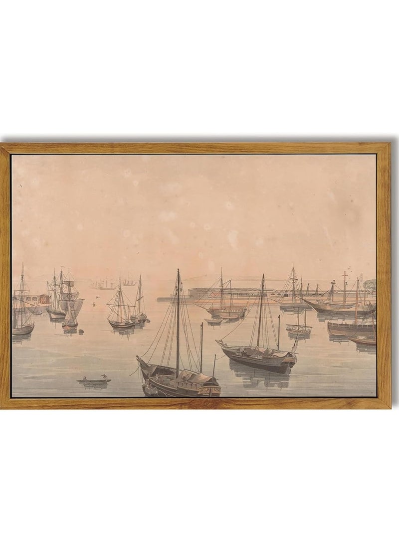 مؤسسة فكرة اليوم مطبوعات فنية جدارية من القماش بدون إطار، مقاس 16 × 24 بوصة، ملصقات ومطبوعات مناظر طبيعية قديمة للميناء لتزيين الحائط، لوحة فنية جدارية كبيرة معلقة لغرفة النوم وغرفة المعيشة والحمام والمطبخ - Image 1