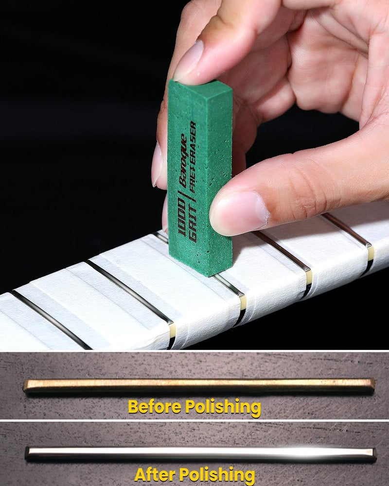 Baroque Fret Erasers for Guitar, Polishing/Cleaning Tools Kit, Polish/Clean Fret Wire/String/Metal, Set of 3 (180& 400& 1000 Grit) - Image 4