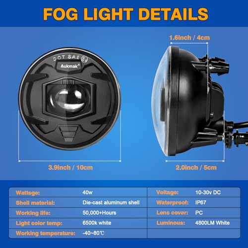 Aukmak Upgraded LED Fog Lights Assembly for Suburban Tahoe 2007-2014, Avalanche 2007-2013, Camaro 2010-2013, Colorado 2015 2016, Silverado 2015, for GMC Acadia Yukon Replacement Lamp - Image 2