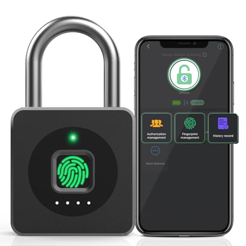 Pothunder Fingerprint Padlock with APP, Keyless Biometric Lock, Smart Waterproof Padlock Suitable for Gym, Locker, Gates, Fence and Storage - Image 1